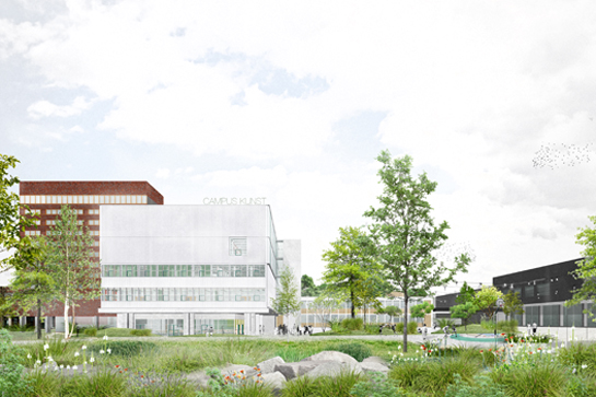 Digitale foto van het nieuwe gebouw in de toekomst