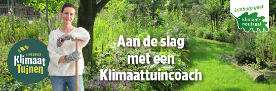 Campagnebeeld met logo van Limburgse Klimaattuinen